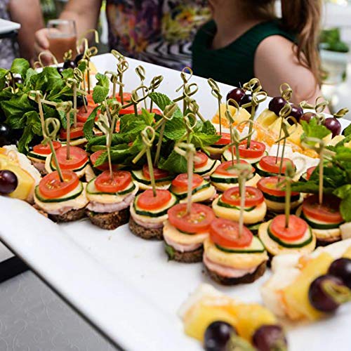 ZERHOK Decoración Madera cóctel 300pcs pincho bambú Palo Cocktail de Madera Natural sin Tinte y Diseno de Nudo en Punto para adornar cóctel y Insertar Frutas Comidas y Pan en Bares Cocina y Fiestas