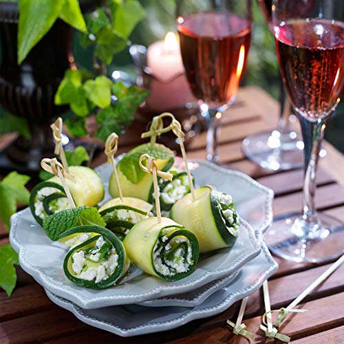 ZERHOK Decoración Madera cóctel 300pcs pincho bambú Palo Cocktail de Madera Natural sin Tinte y Diseno de Nudo en Punto para adornar cóctel y Insertar Frutas Comidas y Pan en Bares Cocina y Fiestas