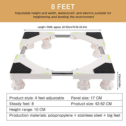 Zerodis Base Ajuatable Universal para Lavadora Secadora Frigorífico,Soporte Bandejas de Lavadora contra Vibración(8 Feet)