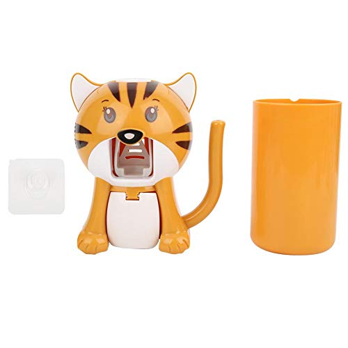 Zerodis Juego automático de dispensador de Pasta de Dientes, Tipo de succión Dibujos Animados para niños Portacepillos de Dientes Juego de exprimidor de Pasta de Dientes con música para(Amarillo)