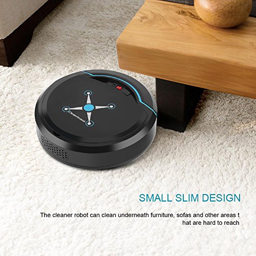 Zerodis Robot Aspirador, Limpiadores robóticos Limpiador USB Recargable Mini automático Smart Clean Robot Limpiador de Suelos Herramienta de Limpieza por aspiración(Negro)