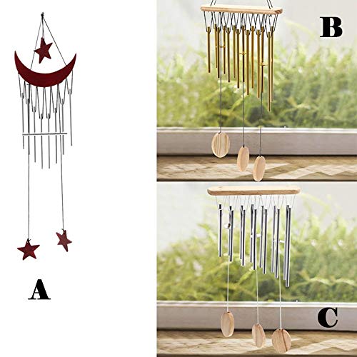 ZFDM Inicio la decoración del jardín Relajante Campanas de Bronce de Madera traeré Plata Sonido (Color : 1)