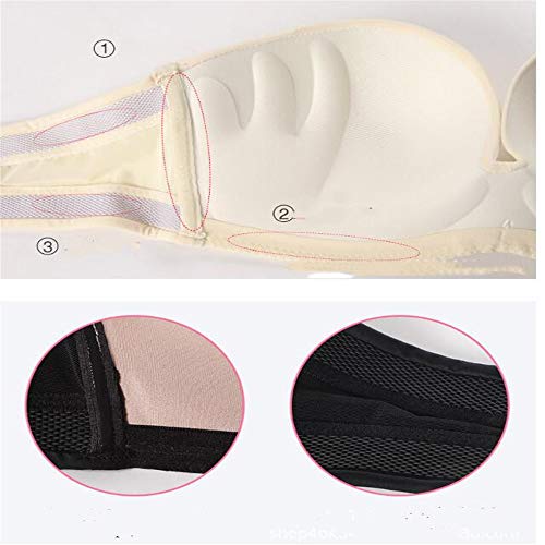 ZGBQ Sujetador Push up de Encaje sin Tirantes Sexy, Transpirable inalámbrico, Ropa Interior sin Tirantes Que reúne un Sujetador Antideslizante Invisible (34B)