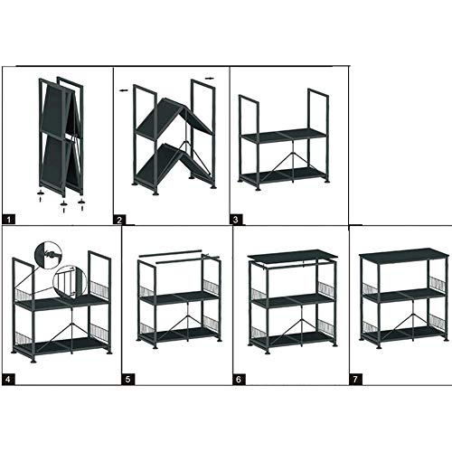 ZGQA-AOC Flower Stand Cocina Microondas Estante, Planta Permanente de la Carretilla de 3 Niveles de Almacenamiento en Rack de Especias Parrilla del Horno Arroz Cocinas Estante, 84 × 46 × 89, Cmcherry