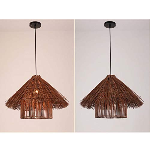 ZHAO YING Restaurante Salón de té Dormitorio Zen Nordic Sudeste de Asia Luz de Techo de bambú Lámpara de Techo E27 Lámpara, Lámpara de bambú Japonesa (Color : Brown)