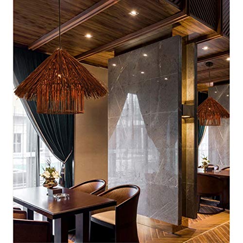 ZHAO YING Restaurante Salón de té Dormitorio Zen Nordic Sudeste de Asia Luz de Techo de bambú Lámpara de Techo E27 Lámpara, Lámpara de bambú Japonesa (Color : Brown)