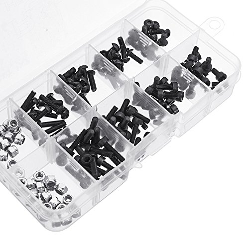 ZHFENG R160pcs M3 x 6mm / 8mm / 10mm / 12mm Tornillos Juego de Tuercas Compartimiento de plástico contenedor Accesorios Herramientas de Bricolaje