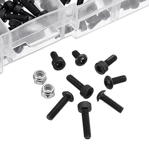ZHFENG R160pcs M3 x 6mm / 8mm / 10mm / 12mm Tornillos Juego de Tuercas Compartimiento de plástico contenedor Accesorios Herramientas de Bricolaje