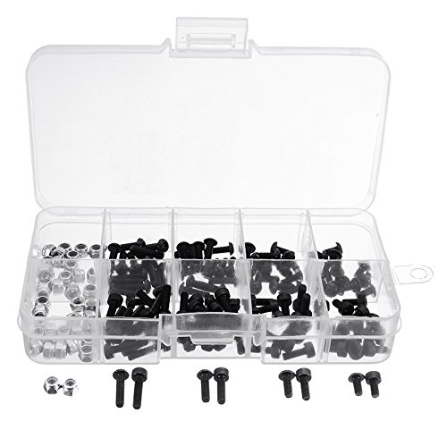 ZHFENG R160pcs M3 x 6mm / 8mm / 10mm / 12mm Tornillos Juego de Tuercas Compartimiento de plástico contenedor Accesorios Herramientas de Bricolaje