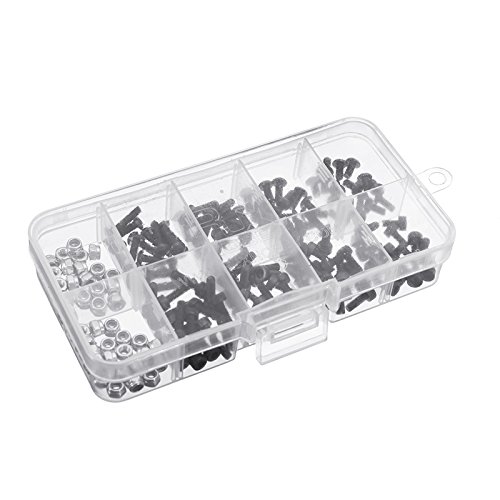 ZHFENG R160pcs M3 x 6mm / 8mm / 10mm / 12mm Tornillos Juego de Tuercas Compartimiento de plástico contenedor Accesorios Herramientas de Bricolaje