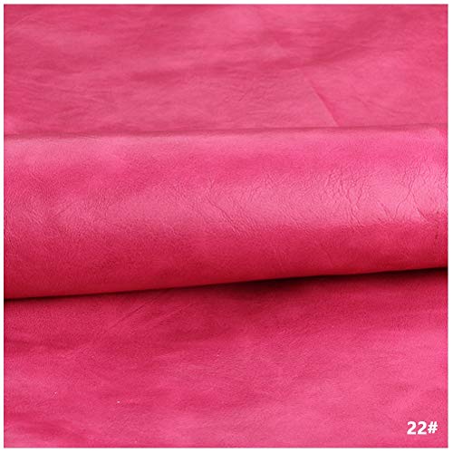 ZHhome Cuero Sintético de Calidad Tela de PU Retardante de Fuego Impermeable Material de Artesanía de Cuero Sintético 1.38X1m Material de Cuero de Cera de Aceite - Rosa Roja