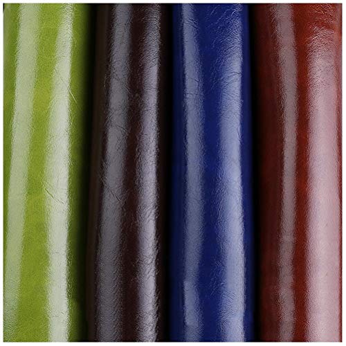 ZHhome Cuero Sintético de Calidad Tela de PU Retardante de Fuego Impermeable Material de Artesanía de Cuero Sintético 1.38X1m Material de Cuero de Cera de Aceite - Rosa Roja