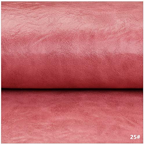 ZHhome Cuero Sintético PU Tela Retardante de Fuego Impermeable Imitación de Cuero Material Artesanal 1.38X1m Cera de Aceite Material de Cuero - Rosa
