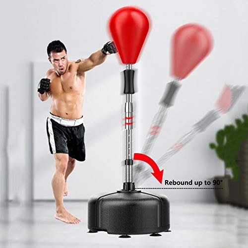 ZHIFENGLIU Velocidad De Boxeo, Absorción De Impactos, Ajustable En Altura, Equipo De Entrenamiento Físico con Bolsa De Arena Transpirable para Adultos, Adecuado para Todos Los Pisos,Rojo,Upgrade