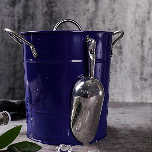 ZhiWei Industrial Cubo De Hielo con La Pala De Hielo Chapa Galvanizada Ronda Barril Ice Bar Champagne Vino Compartimiento De La Cerveza De La Fiesta Family Bar