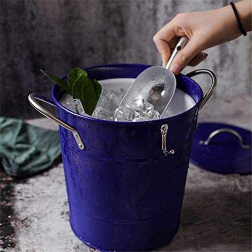 ZhiWei Industrial Cubo De Hielo con La Pala De Hielo Chapa Galvanizada Ronda Barril Ice Bar Champagne Vino Compartimiento De La Cerveza De La Fiesta Family Bar