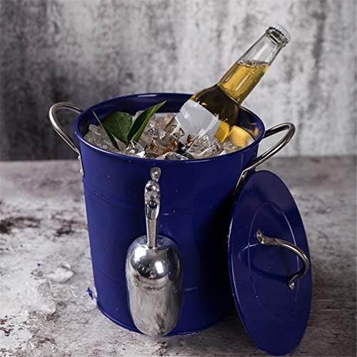 ZhiWei Industrial Cubo De Hielo con La Pala De Hielo Chapa Galvanizada Ronda Barril Ice Bar Champagne Vino Compartimiento De La Cerveza De La Fiesta Family Bar