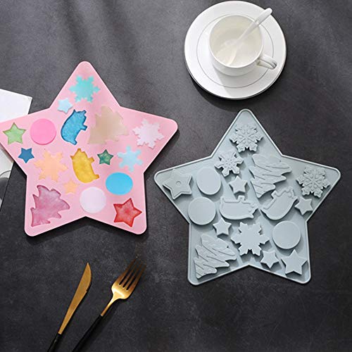 zhiyi-online Molde de silicona para hornear tartas de chocolate, jalea de caramelo, cubo de hielo para árbol de Navidad, copo de nieve (rosa)