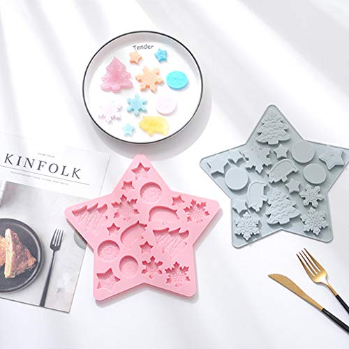 zhiyi-online Molde de silicona para hornear tartas de chocolate, jalea de caramelo, cubo de hielo para árbol de Navidad, copo de nieve (rosa)