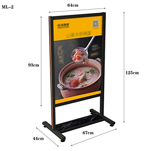 Zhou Occidental del Cartel del Restaurante Soporte de exhibición, Fast Food Shop Desayuno Menú Tienda Soporte de Suelo de Metal Señalización Vertical YAN (Size : 44 * 67 * 125cm)