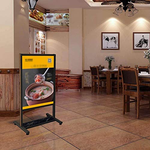 Zhou Occidental del Cartel del Restaurante Soporte de exhibición, Fast Food Shop Desayuno Menú Tienda Soporte de Suelo de Metal Señalización Vertical YAN (Size : 44 * 67 * 125cm)