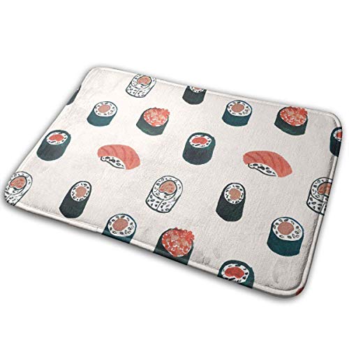 zhouyongz Felpudo Sushi Salmón Patrón Alfombra de Entrada Antideslizante Lujosa Alfombra de Entrada Interior al Aire Libre para Patio Cocina Interior Piso Porche Gara