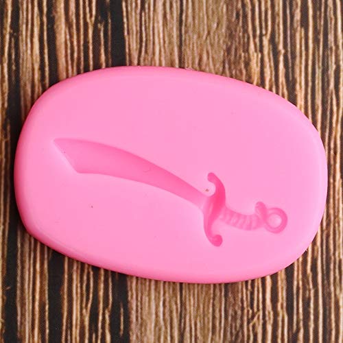 ZHQJY Espada Pirata moldes de Silicona Cuchillo Cupcake Topper Borde de la Torta Herramientas de decoración de Pasteles de cumpleaños para bebés moldes de Chocolate Dulces