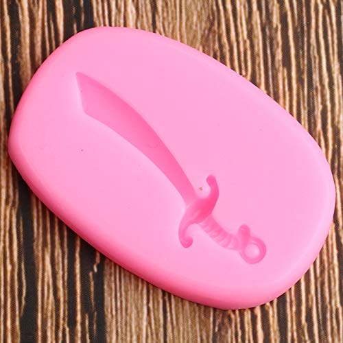 ZHQJY Espada Pirata moldes de Silicona Cuchillo Cupcake Topper Borde de la Torta Herramientas de decoración de Pasteles de cumpleaños para bebés moldes de Chocolate Dulces