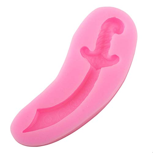 ZHQJY Espada Pirata moldes de Silicona Cuchillo Cupcake Topper Borde de la Torta Herramientas de decoración de Pasteles de cumpleaños para bebés moldes de Chocolate Dulces