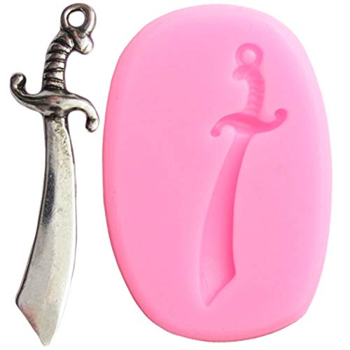 ZHQJY Espada Pirata moldes de Silicona Cuchillo Cupcake Topper Borde de la Torta Herramientas de decoración de Pasteles de cumpleaños para bebés moldes de Chocolate Dulces
