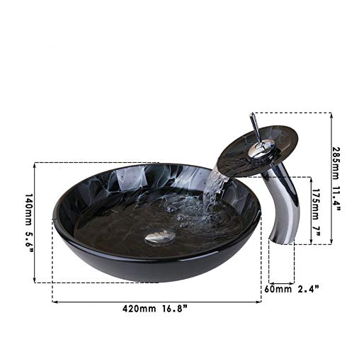 ZHQJY Victory Hand Painting Artistic Lavabo de vidrio Lavabo Lavabo Encimera de vidrio Lavabo de latón Lavabo Set Thunder Lighting Figure