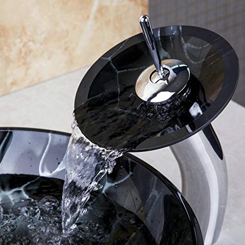 ZHQJY Victory Hand Painting Artistic Lavabo de vidrio Lavabo Lavabo Encimera de vidrio Lavabo de latón Lavabo Set Thunder Lighting Figure