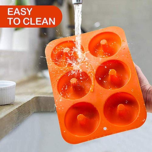 ZHYF Molde para Pasteles,6 Rejillas Molde para Hornear de Silicona Molde para Hornear Rosquillas Herramientas para Hornear Pasteles,10 Pulgadas,Naranja