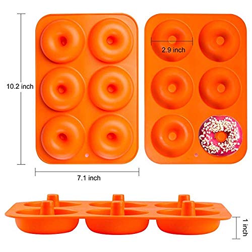 ZHYF Molde para Pasteles,6 Rejillas Molde para Hornear de Silicona Molde para Hornear Rosquillas Herramientas para Hornear Pasteles,10 Pulgadas,Naranja