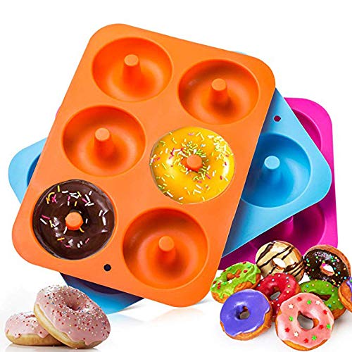 ZHYF Molde para Pasteles,6 Rejillas Molde para Hornear de Silicona Molde para Hornear Rosquillas Herramientas para Hornear Pasteles,10 Pulgadas,Naranja