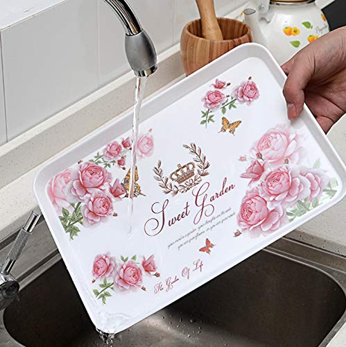 Zidao Bandeja de té de Estilo Europeo, el presupuesto de la Bandeja Rectangular Bandeja para Tazas de té Taza de Agua de la Bandeja de Estar Bandeja de Fruta,2,S