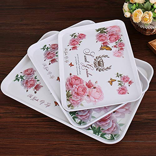 Zidao Bandeja de té de Estilo Europeo, el presupuesto de la Bandeja Rectangular Bandeja para Tazas de té Taza de Agua de la Bandeja de Estar Bandeja de Fruta,2,S