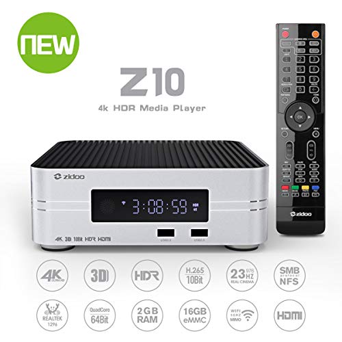 ZIDOO  Insignia X10 Android Box Reproductor Multimedia Ultimate Calidad de Imagen Apoyo 3.5 "HDD bahía [Quad Core 2 G/16 G Doble Banda Wi-Fi/4 K/3d//VFD Pantalla