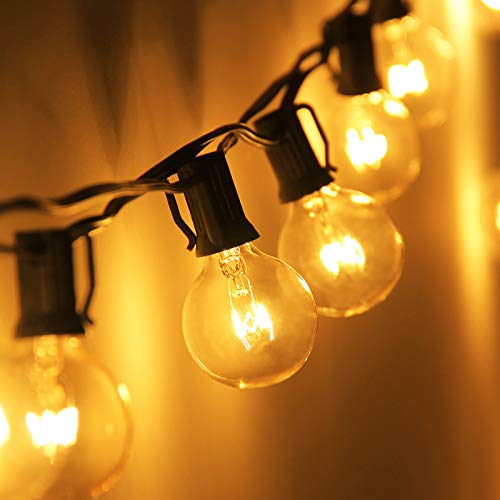 Zidwzidwei Guirnaldas Luces Exterior, 7.62m G40 Guirnaldas Luminosas, Luces Decoración Interior y Exterior a Patio, Bodas, Cafés, Jardín, Fiestas Ect (25 Bombillas + 5 Bombillas de Repuesto)