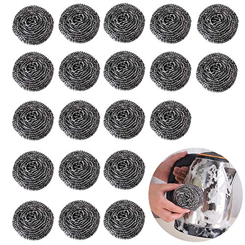 Ziyero 20 Piezas Descontaminación Bola de Alambre de Acero Limpiador de ollas de Metal Espiral de esponjas Seguro e higiénico Adecuado para Casas, restaurantes, hoteles,garajes y Otros Lugares（Plata）