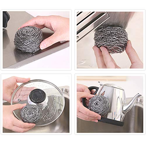 Ziyero 20 Piezas Descontaminación Bola de Alambre de Acero Limpiador de ollas de Metal Espiral de esponjas Seguro e higiénico Adecuado para Casas, restaurantes, hoteles,garajes y Otros Lugares（Plata）