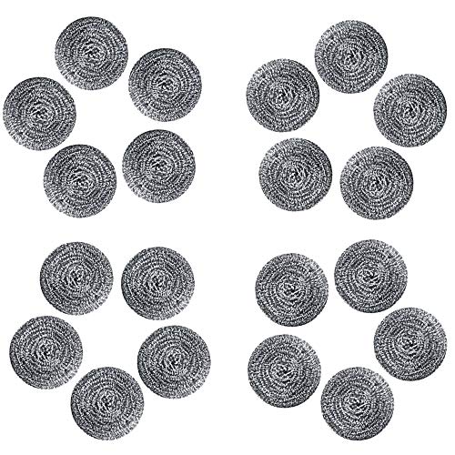 Ziyero 20 Piezas Descontaminación Bola de Alambre de Acero Limpiador de ollas de Metal Espiral de esponjas Seguro e higiénico Adecuado para Casas, restaurantes, hoteles,garajes y Otros Lugares（Plata）