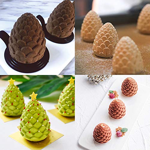 Ziyero Forma de Mousse 3D de Cono de Pino Moldes de Jabón con Forma de Cono de Pino de Bricolaje para Navidad, Decorar Tartas, Gelatinas, Dulces, Chocolate, Jabón, Cubitos de Hielo Etc—Blanco