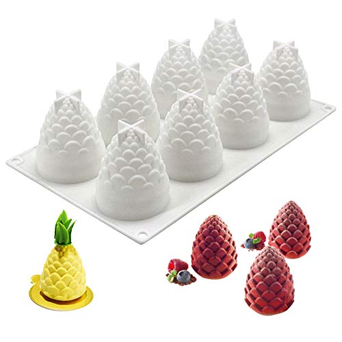 Ziyero Forma de Mousse 3D de Cono de Pino Moldes de Jabón con Forma de Cono de Pino de Bricolaje para Navidad, Decorar Tartas, Gelatinas, Dulces, Chocolate, Jabón, Cubitos de Hielo Etc—Blanco
