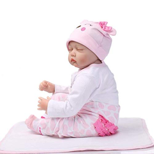 ZIYIUI 22 Pulgadas 55 cmBebe Reborn Niña Ojos Cerrados Muñecos Reborn Reales Niña De Silicona Reales Regalo Bebe Recien Nacido Tres años