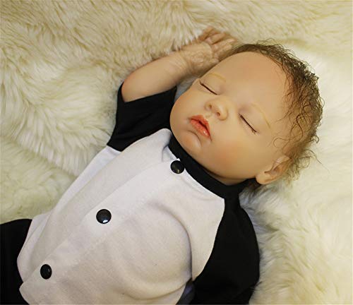 ZIYIUI Realista Dormir Bebé Reborn Muñecos Niño Silicona Muñeca Reborn Babys Ojo Cerrado Recién Nacido 20 Pulgadas Panda Outfit