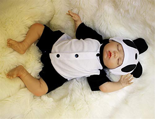 ZIYIUI Realista Dormir Bebé Reborn Muñecos Niño Silicona Muñeca Reborn Babys Ojo Cerrado Recién Nacido 20 Pulgadas Panda Outfit