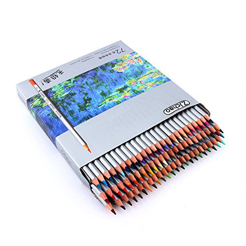 ZJchao 72 piezas Colores estuche para lápices con cierre funda con tapa para bolígrafo de material de oficina bolsa de transporte de Oxford gran capacidad lápices de multi-capa organizador de, color 72 Corlor pencile