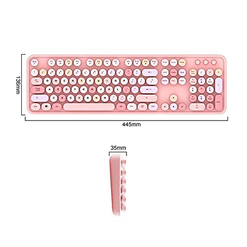Zjcpow Bluetooth inalámbrico de Teclado de máquina de Escribir Teclado Compatible con Android, PC, Perfer for el hogar y la Oficina Teclados lápiz Labial Color Mezclado xuwuhz (Color : White Pink)