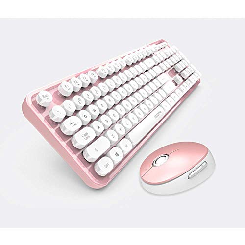 Zjcpow Bluetooth inalámbrico de Teclado de máquina de Escribir Teclado Compatible con Android, PC, Perfer for el hogar y la Oficina Teclados lápiz Labial Color Mezclado xuwuhz (Color : White Pink)